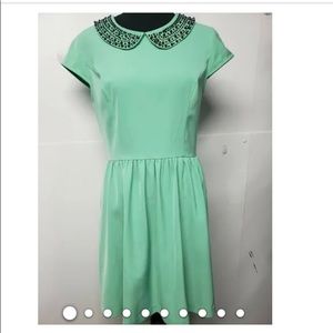 Kenzie Green Dress with Beaded Collar Small